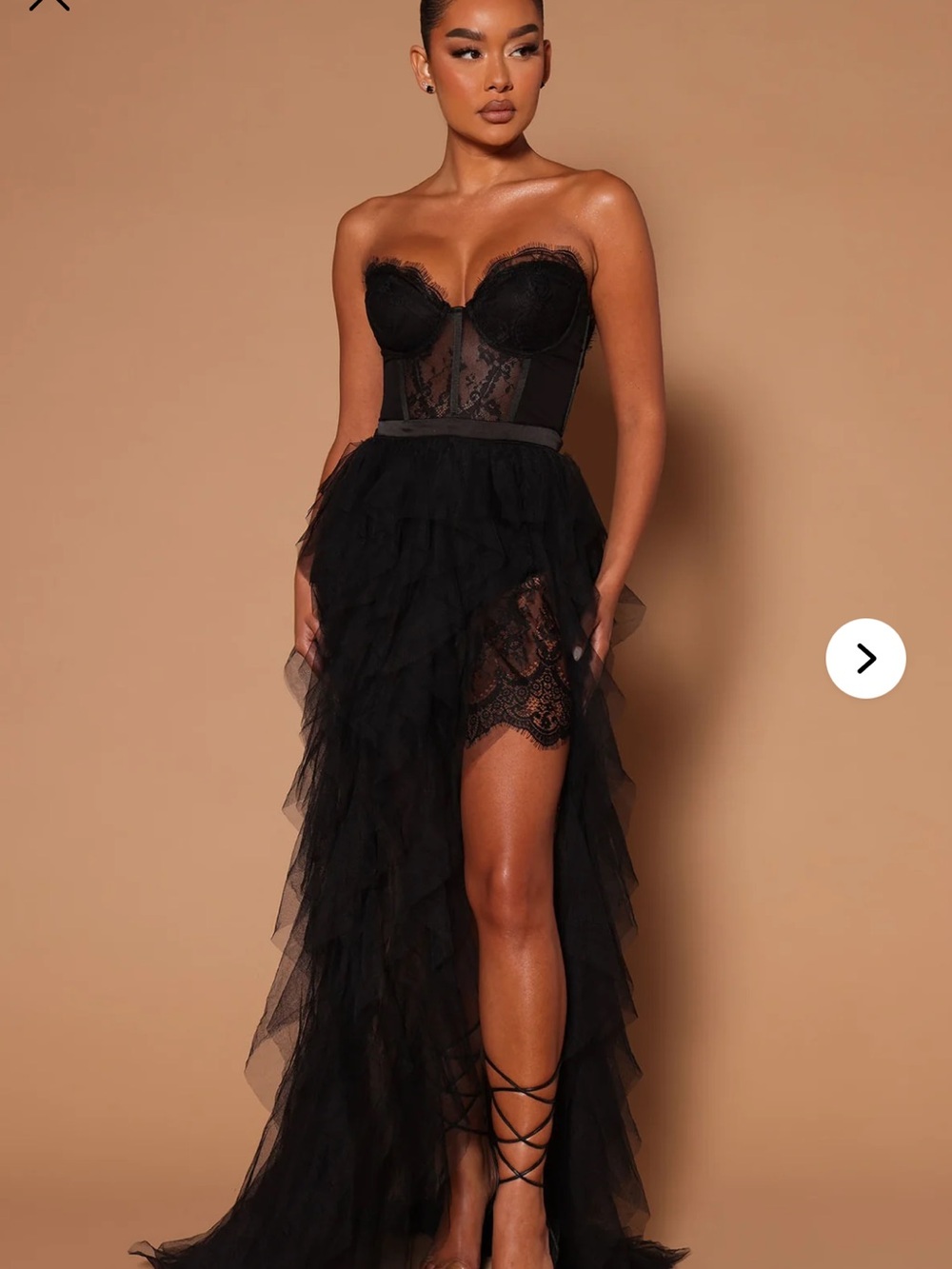 Fashion Nova Black Sheer Lace Hi-Low Tulle Skirt